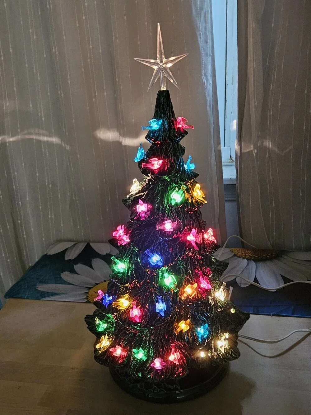Multicolor Ceramic Tabletop Christmas Tree 20 inch with Star Topper